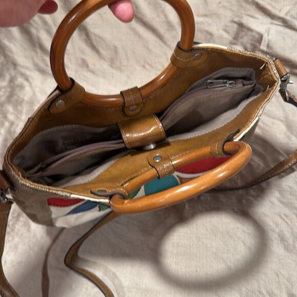 Felix Brand Tropical Patchwork Wooden Handle Bag - Picture 6 of 7